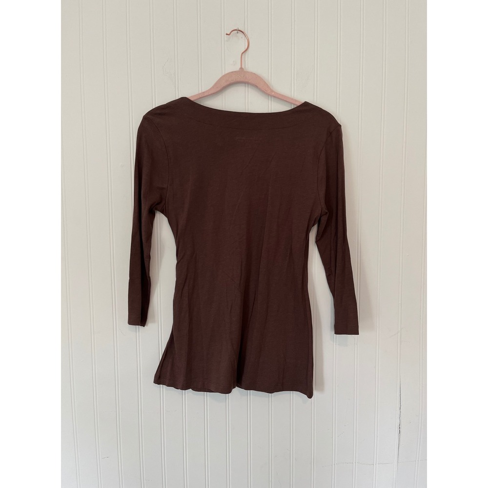 Soft Surroundings Top Womens XS Brown Pima Cotton Modal Wrap Side Ruched - Picture 8 of 9